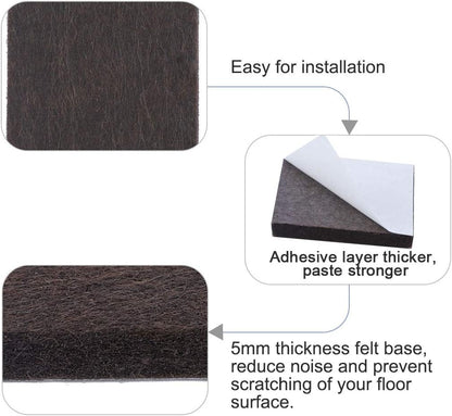 uxcell 16pcs Furniture Pads Square 1 1/2" Self-stick Non-slip Anti-scratch Felt Pads Floors Protector Dark Brown