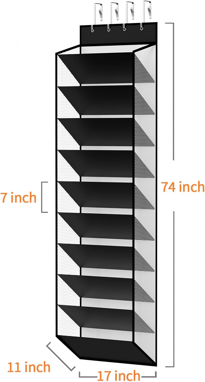 KEEPJOY 10 Tiers White Over Door Shoe Organizer Storage, Hanging Shoe Holder for Door with Large Deep Pockets, Fit 20-30 Pairs Shoe Rack for Sneakers, Boots (White)