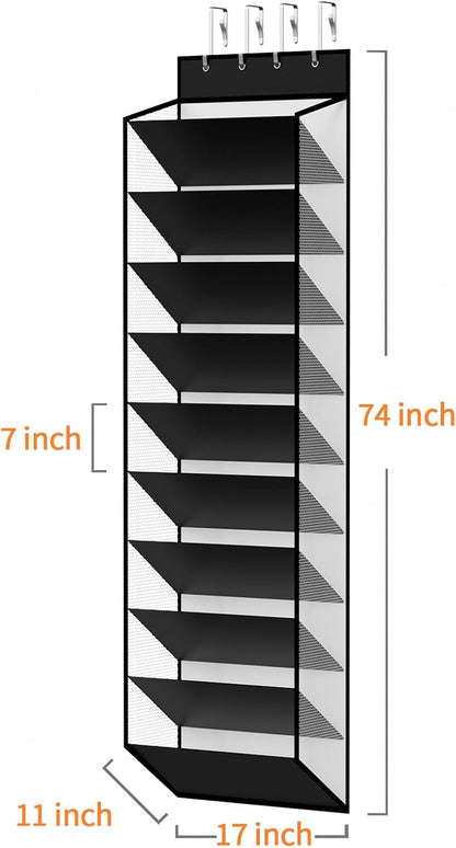 KEEPJOY 10 Tiers White Over Door Shoe Organizer Storage, Hanging Shoe Holder for Door with Large Deep Pockets, Fit 20-30 Pairs Shoe Rack for Sneakers, Boots (White)
