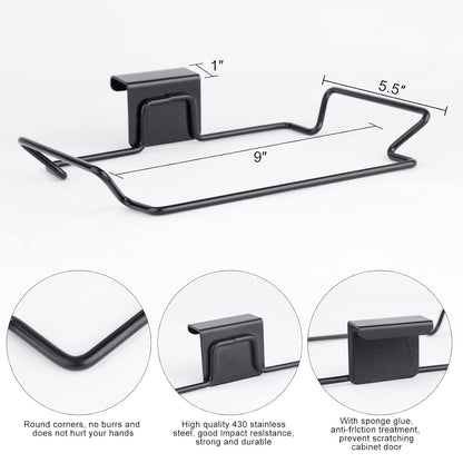 Large Stainless Steel Trash Bag Holder for Kitchen Cabinets Doors and Cupboards, Black