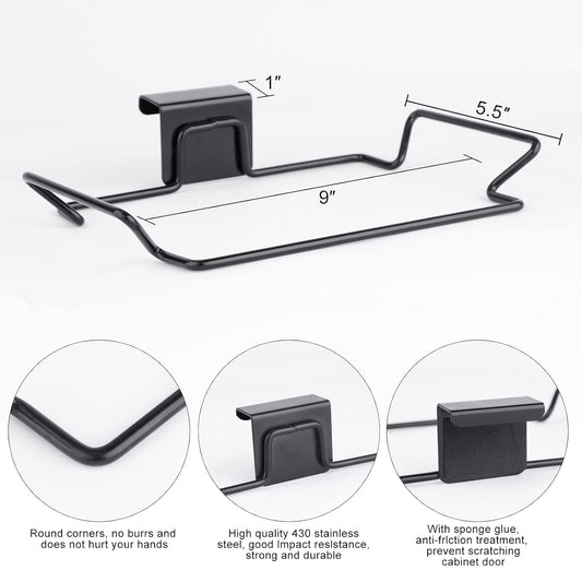 Large Stainless Steel Trash Bag Holder for Kitchen Cabinets Doors and Cupboards, Black