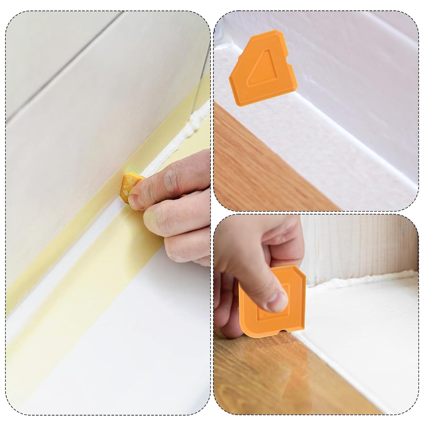 4 PCS Caulk Finishing Smoothing Tool, Silicone Caulking Removal Tool, Sealant Caulk Finishing Tile Grout Applicator Kit for Kitchen Bathroom Floor, Reusable Smoothing Applicator(Orange)