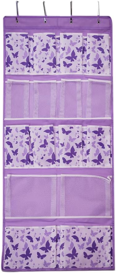 2 Pack- 12 Pocket Over Door Hanging Storage Organizer with 4 Kinds Pouch,Back of Closet Hanging Shelf Storage Organization for Sock,Hat,Underwear,Behind Door Caddy in Bedroom,Bathroom,Entrance,Dorm,RV