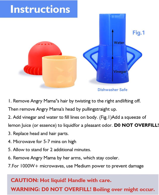 Angry Mama Microwave Cleaner - Microwave Steam Cleaner for Inside, Steam Disinfects with Vinegar/Water(Green)