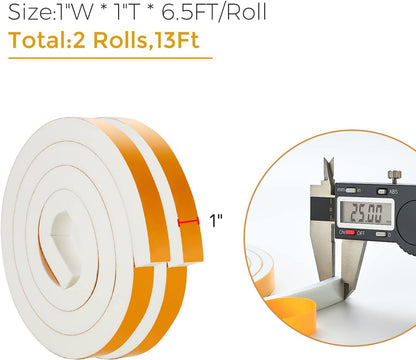 33 Feet Weather Stripping Door Seal- 1/2" Wide X 1/4" Thick Door Bottom Seal Strip High Density Foam Tape Adhesive Rubber Strip for Door Soundproofing,Window Insulation (1/2" x 1/4" x 33FT,Black)