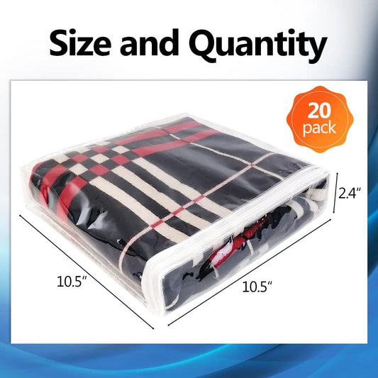 25Pcs Clear Vinyl Zippered Storage Bags - Blanket & Bed Sheet Organizer for Closet Linen & Sweater