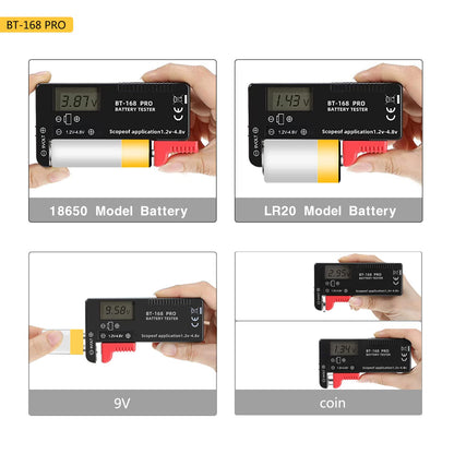 2PCS Battery Tester Checker Digital LCD Universal Battery Tester Monitor for AA AAA C D 9V 1.5V 1.2~4.8V Batteries Household Battery Testers Power Meter