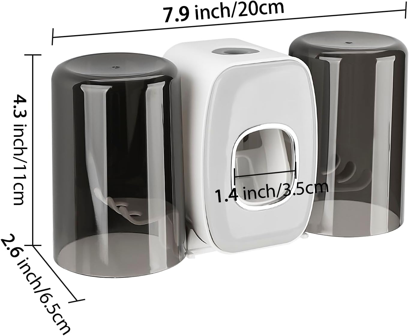 4 Slots Wall Mount Toothbrush Holder with Cover, Self Adhesive Toothbrush Storage Organizer for Shower, Toothbrush Hanger with 2 mouthwash Cups for Bathroom, Medicine Cabinet, Dorm (Black)