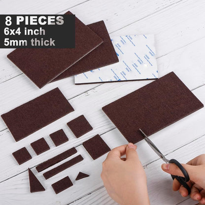 Square Felt Pads for Chair Legs, Square Felt Furniture Pads 1 inch 48 Pieces Pack Brown, Furniture Pads for Hardwood Floor 5mm Thick