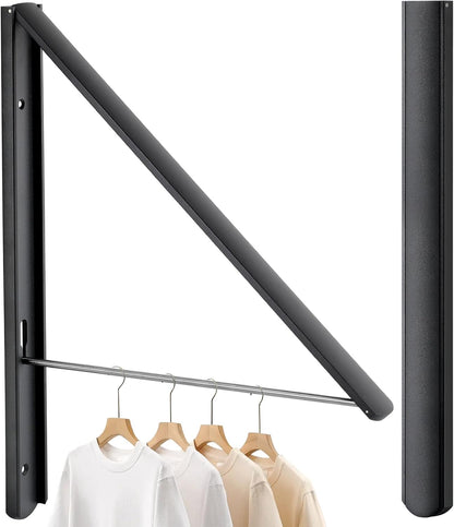 Foldable Clothes Drying Rack, Dark Gray | Wall Mounted, Retractable, 0.43'' Thickness, Space Saving, Aluminum