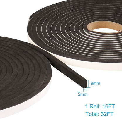 Seal Foam Tape,1/2 Inch W x 1/8 Inch T Weather Stripping for Door and Window,High Density Single Sided Closed Cell Door Insulation Weather Strip, 3 Rolls Total 50FT Black