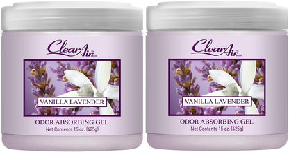 Clear Air 15oz Gel Odor Eliminator - Absorb & Remove Strong Odors from Pets, in Bathrooms, Basements, Garage, Cars, RVs & Boats - Eliminate Tough Odors with Essential Oils (Spring Rain, 2-Pack)