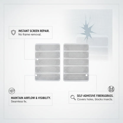 Self-Adhesive Fiberglass Screen Patch Kit for Windows and Doors, No Frame Removal Needed, Multicolor Mesh Repair