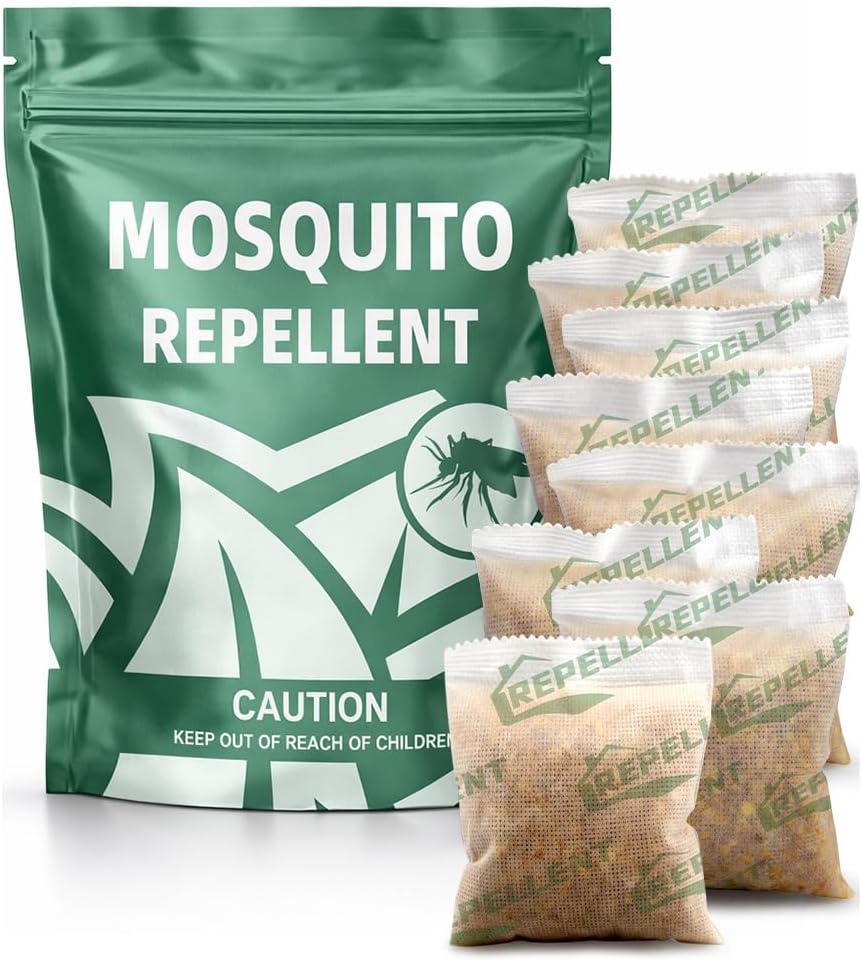 Mosquito Repellent Outdoor Patio, Backyard Mosquito Repellents, Mosquito Deterrent Indoor for Home, Mosquito Repellent for Door, Keep Mosquito Away from Garage, Last up to 2 Months-8 Pouches