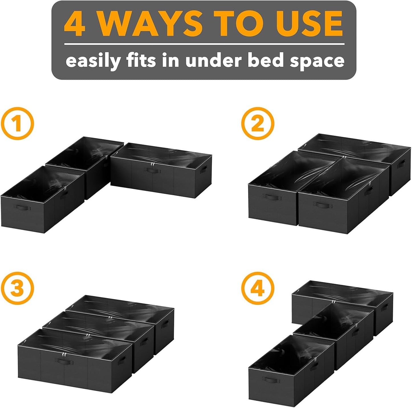 SpaceAid 3 Pack 10" High Under Bed Storage Containers, Large Underbed Storage Organizer Bins with Lids for Bedroom, Dorm, Clothes, Closet Organization, Bed Sheets and Blankets (Gray)