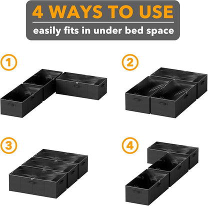 SpaceAid 3 Pack 10" High Under Bed Storage Containers, Large Underbed Storage Organizer Bins with Lids for Bedroom, Dorm, Clothes, Closet Organization, Bed Sheets and Blankets (Gray)