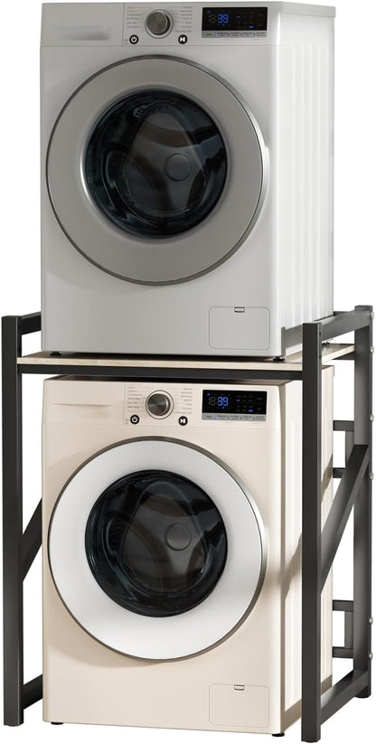 Over Washer and Dryer Shelves, Over The Washer Storage Shelf, Height Adjustable Washing Machine Storage Stand Utility Rack with Countertop B