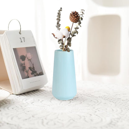 White Ceramic Vase, GUKJOB Small Cute Flower Vase for Pampas Grass, Home, Living Room, Dining Table, Farmhouse, Office Decor, Bedroom, Table, and Kitchen Shelf (White- 2PCS)