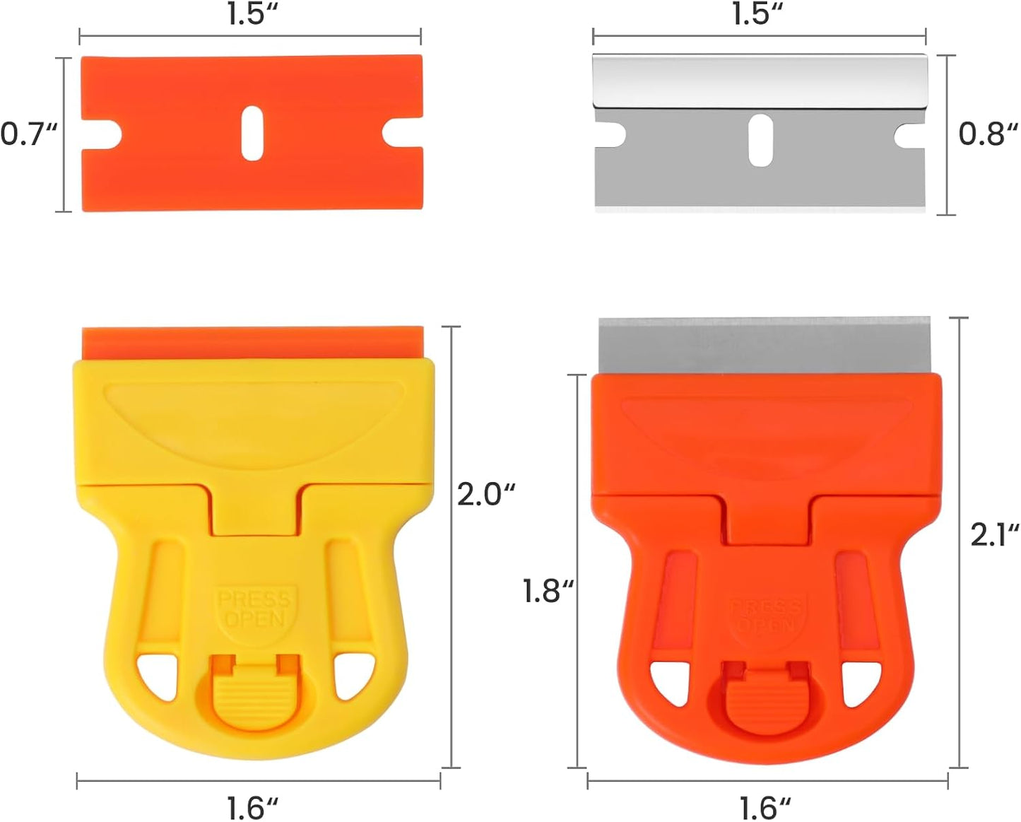 2 Pack Razor Blade Scraper Plastic Razor Blade Scraper Scraper Tool with Extra 10 Plastic Razor Blades and 10 Metal Blades for Adhesive Remover Removing Labels Stickers Taping on Glass Windows