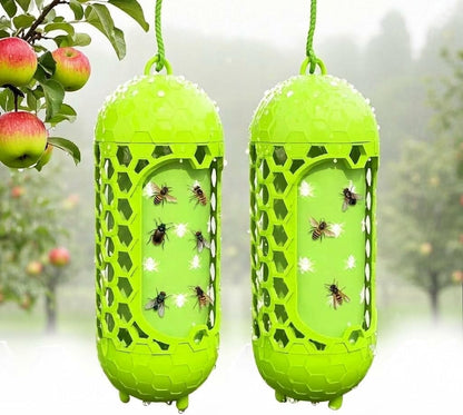 Wasp Trap Outdoor Hanging, Carpenter Bee Traps for Outside, Reusable Sticky Fly Catcher for Hornet Yellow Jacket, Insect Traps for Garden Patio Camping Picnic, Wood Bee Killer, 2 Pack