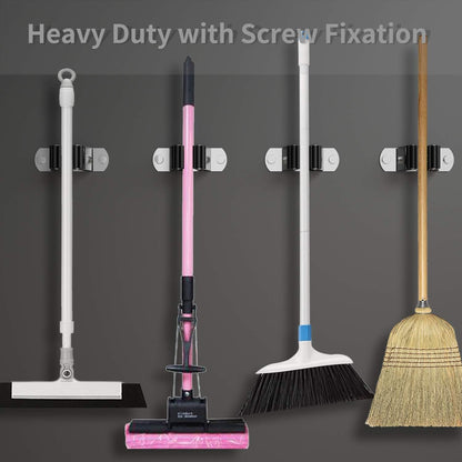 CWOVRS Broom Holder Wall Mount, 4 Pack Mop Holder Stainless Steel Mop and Broom Holder Heavy Duty Broom Hanger Wall Mount for Kitchen Garden Garage etc.