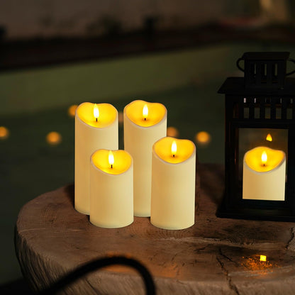 Homemory Dripping Wax Flameless Candles, Battery Operated Candles with Remote Control and Timers, LED Pillar Candles, Electric Fake Candles, 3" x 6", Set of 2