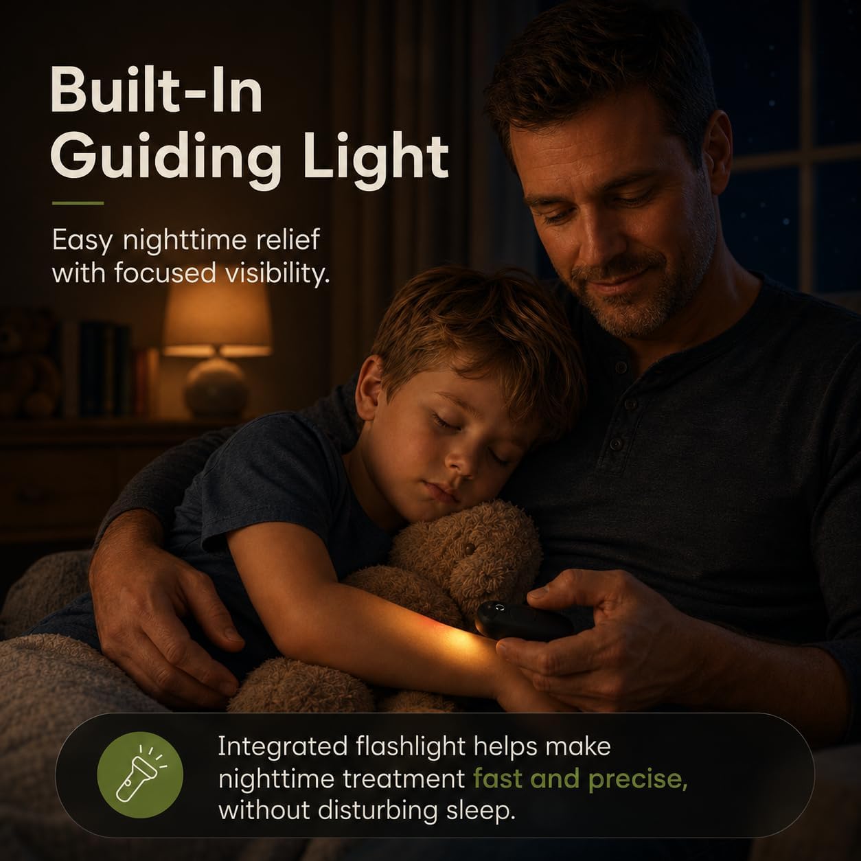 AT02 Bug Bite Itch Relief Tool, Chemical-Free Mosquito Bite Relief Device with Built-in Night Light, Dual-Mode Heat After Bite Itch Relief Pen for Insect Bites, Camping & Home Use (Black, AT02)
