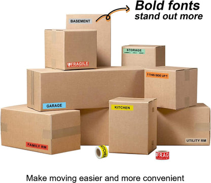 960 Count Home Moving Labels,16 Rolls Different Color Coding Moving Labels for Boxes Stickers + Fragile Moving Stickers + 1 Blank Label Roll for Customized Use