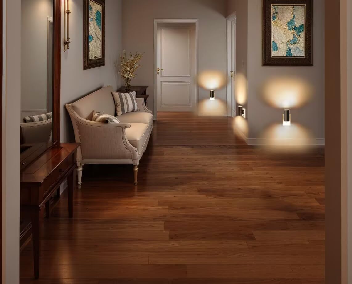 GEPLAD 4-Pack Motion Sensor Night Light, Plug into Wall Dusk to Dawn LED Nightlight, Auto On/Off, 3000K Soft White 100 Lumens, Rotatable Plug-in Design for Hallway, Staircase, Bathroom, Corridor