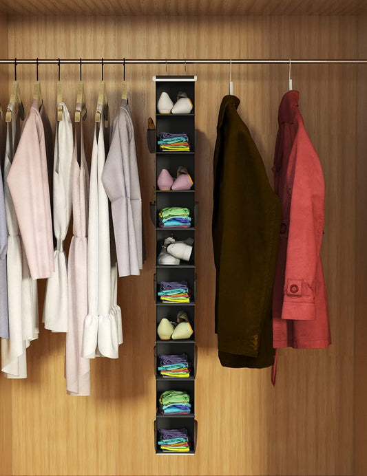 Libeder Hanging Shoe Organizer, 10-Shelf Closet Organizer with 6 Mesh Side Pockets