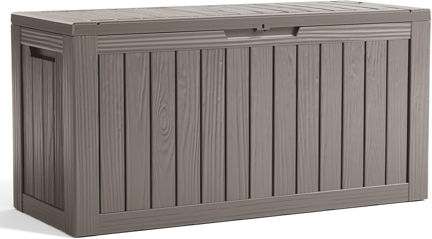 PatioZen 100 Gallon Resin Deck Box, Lockable Patio Outdoor Storage Box for Furniture, Garden Tools and Tools Storage, Waterproof Outside Storage Boxes - Black