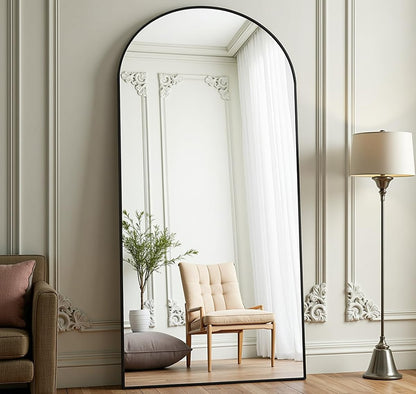 Prywot Arched Full Length Mirror, 70"x26" Free Standing Floor Mirror, Modern Full Body Mirrors with Stand, Wall Mirrors with Aluminum Alloy Frame for Bedroom,Living Room, Gold