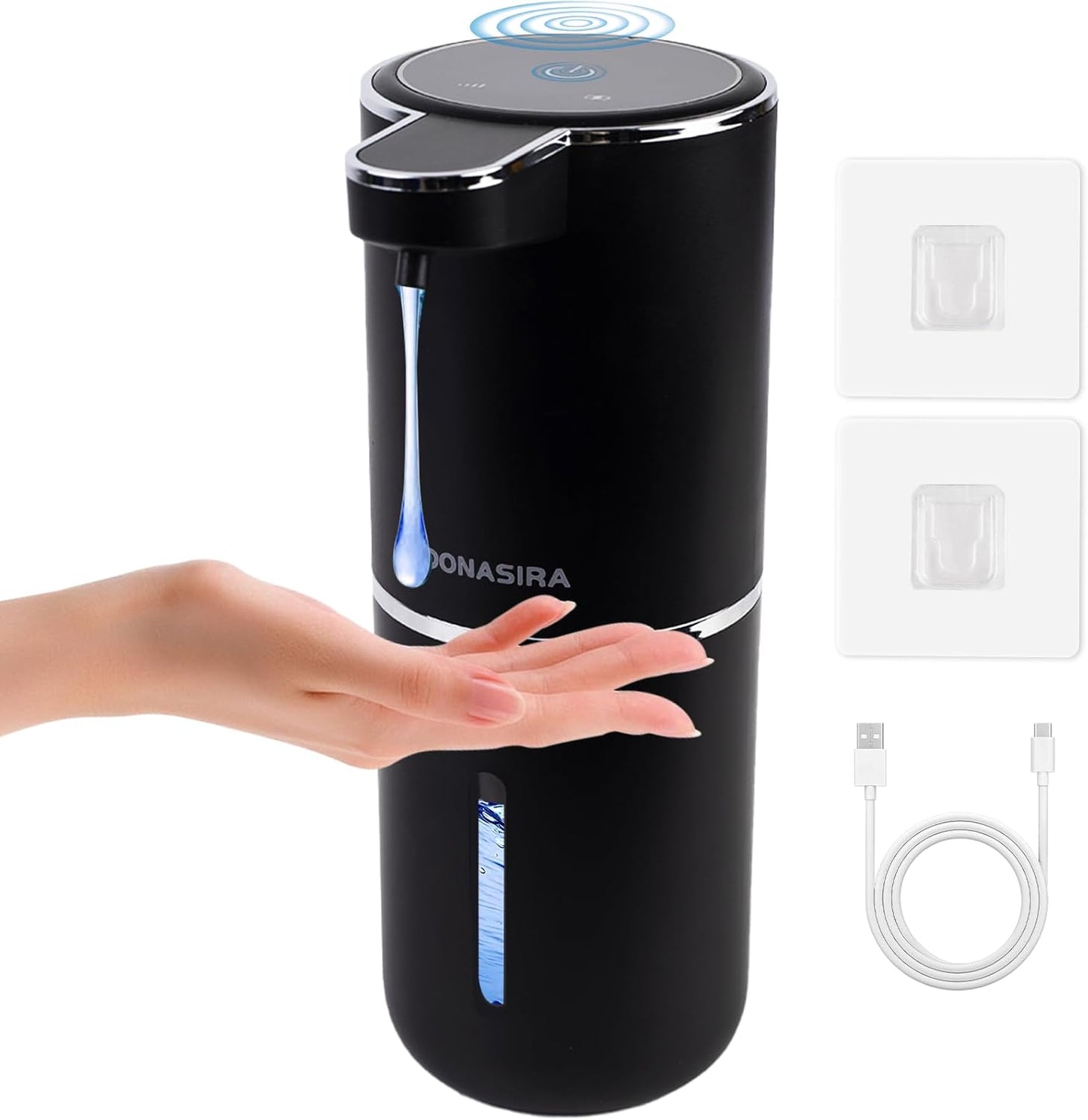 Automatic Liquid Soap Dispenser Touchless, USB Rechargeable Hand Soap Dispenser, 4 Adjustable Volume Levels, IPX5 Waterproof, 12.8oz/380ml Wall Mounted for Bathroom Kitchen Countertop, White