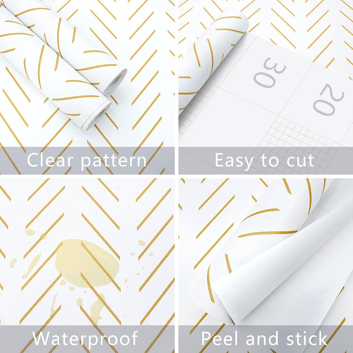 Erfoni Black and White Peel and Stick Wallpaper Modern Herringbone Contact Paper Bathroom 17.7inch x 118.1inch Geometric Removable Wallpaper Peel and Stick Self Adhesive Contact Paper for Accent Wall