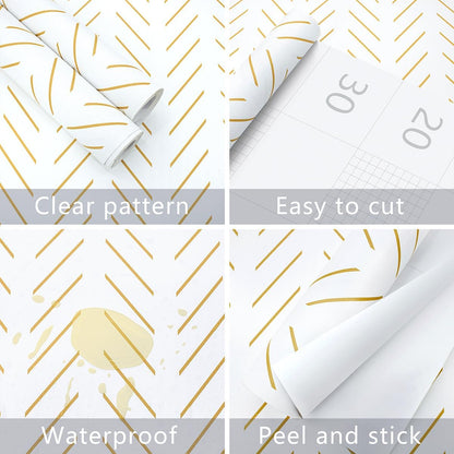 Erfoni Black and White Peel and Stick Wallpaper Modern Herringbone Contact Paper Bathroom 17.7inch x 118.1inch Geometric Removable Wallpaper Peel and Stick Self Adhesive Contact Paper for Accent Wall