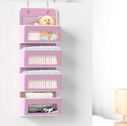 Simple Houseware 6 Clear Window Pocket Over Closet Door Storage Hanging Organizer for Bedroom, Bathroom, Pantry, Beige