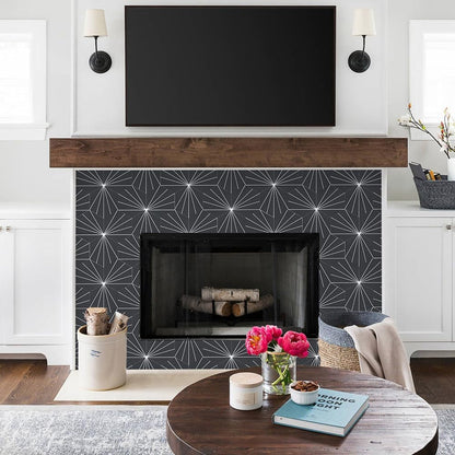 AULIGET 6" x 12" Black Slate Peel and Stick Backsplash Wall Tiles, PVC Faux Stone Stick on Tiles for Backsplash Kitchen, Bathroom, Laundry Room, Camper, Fireplace (Pack of 20)