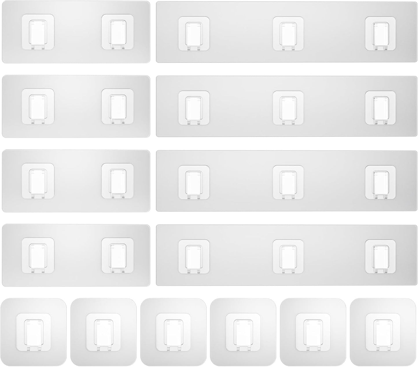 Shower Caddy Adhesive Replacement Flat, Transparent Adhesive Hooks | No Drilling, Waterproof, for Shower Caddy, Strong Bathroom Storage Shelves and Kitchen Racks (Double*8pcs + Single*4pcs)