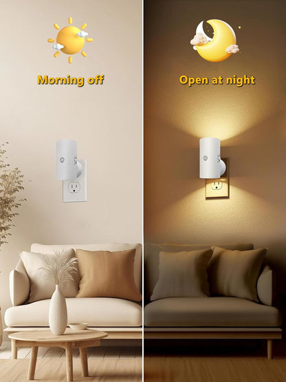 Night Light with Motion Sensor & Dusk to Dawn Sensor, Plug into Wall Night Light with 30-100lm Adjustable Brightness, Motion Activated Night Light, 3000K Warm White for Bedroom Hallway Bathroom Stairs