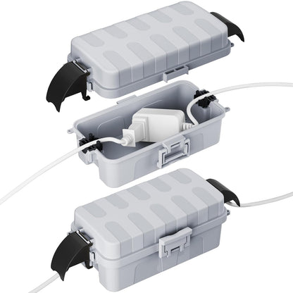 FLEMOON IP55 Outdoor Electrical Box Waterproof with Detachable Awning Covers, 7.1 * 3.9 * 2.4 inch Weatherproof Extension Cord Cover, Easy Installation for Outdoor Plug, Outlet, String Lights, Black