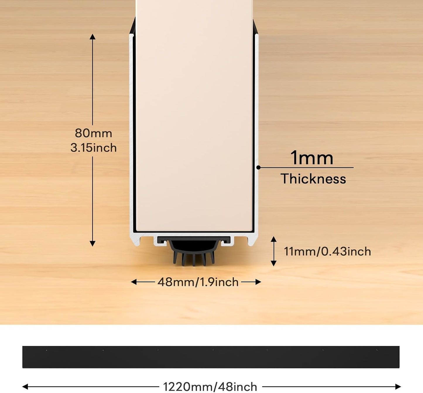 1-3/4" x 36" U-Shaped Door Sweep with Kick Plate, Aluminum Screw-On Draft Stopper, Weather Stripping Seal for Interior Exterior Doors, Blocks Dust Drafts(Black)