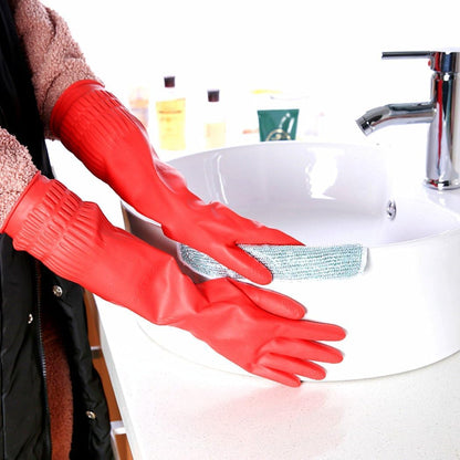 Rubber Cleaning Gloves Kitchen Dishwashing Glove 2-Pairs And Cleaning Cloth 2-Pack,Waterproof Reuseable.(Medium)