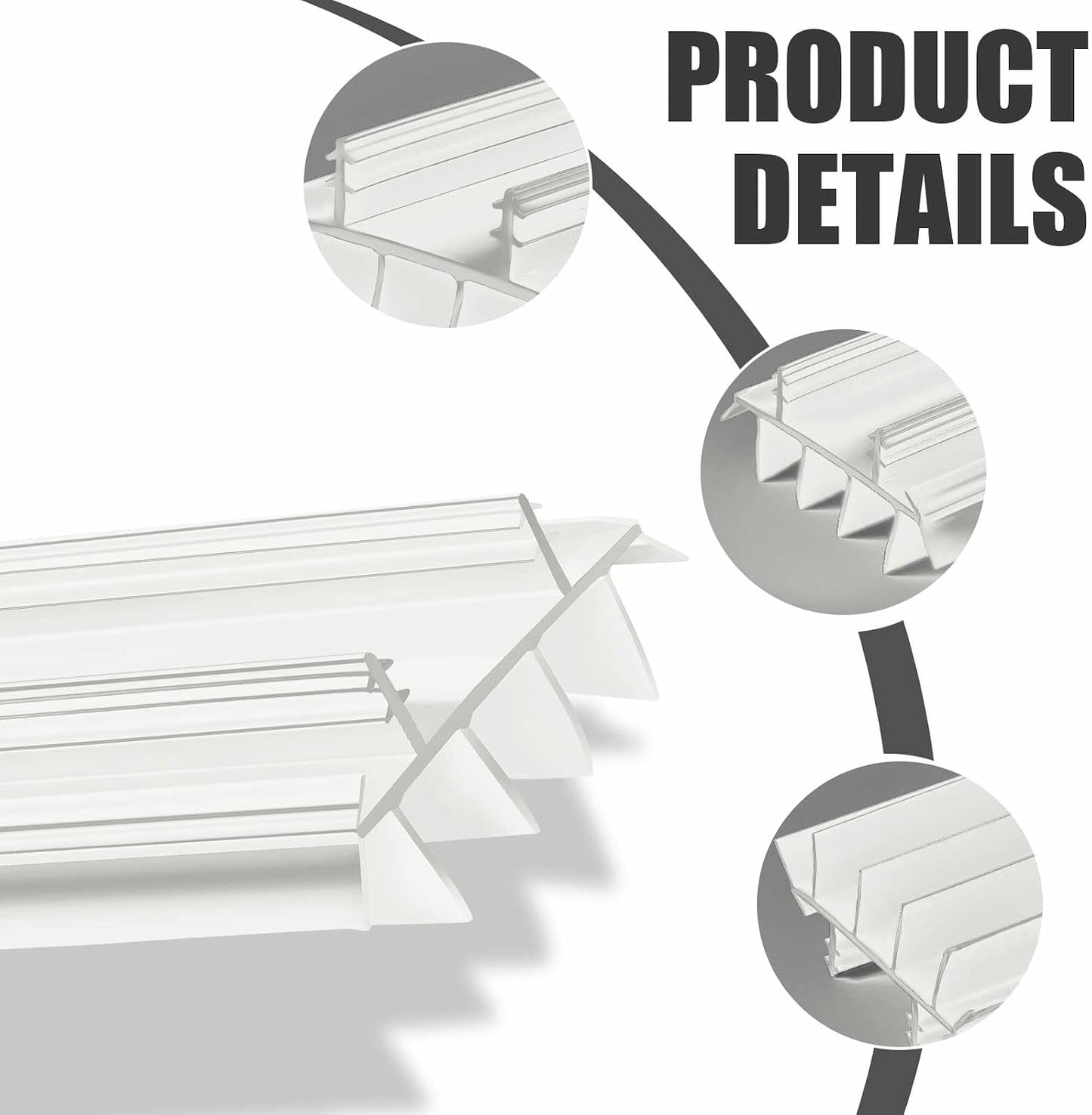 Pushglossy 1 Pcs Replacement Door Bottom with Vinyl Fins 36" Long 1 3/4" Wide Threshold Seal Bottom of Door Weatherstrip Kerf Weather Stripping for 7/8" Between Barbs (White)