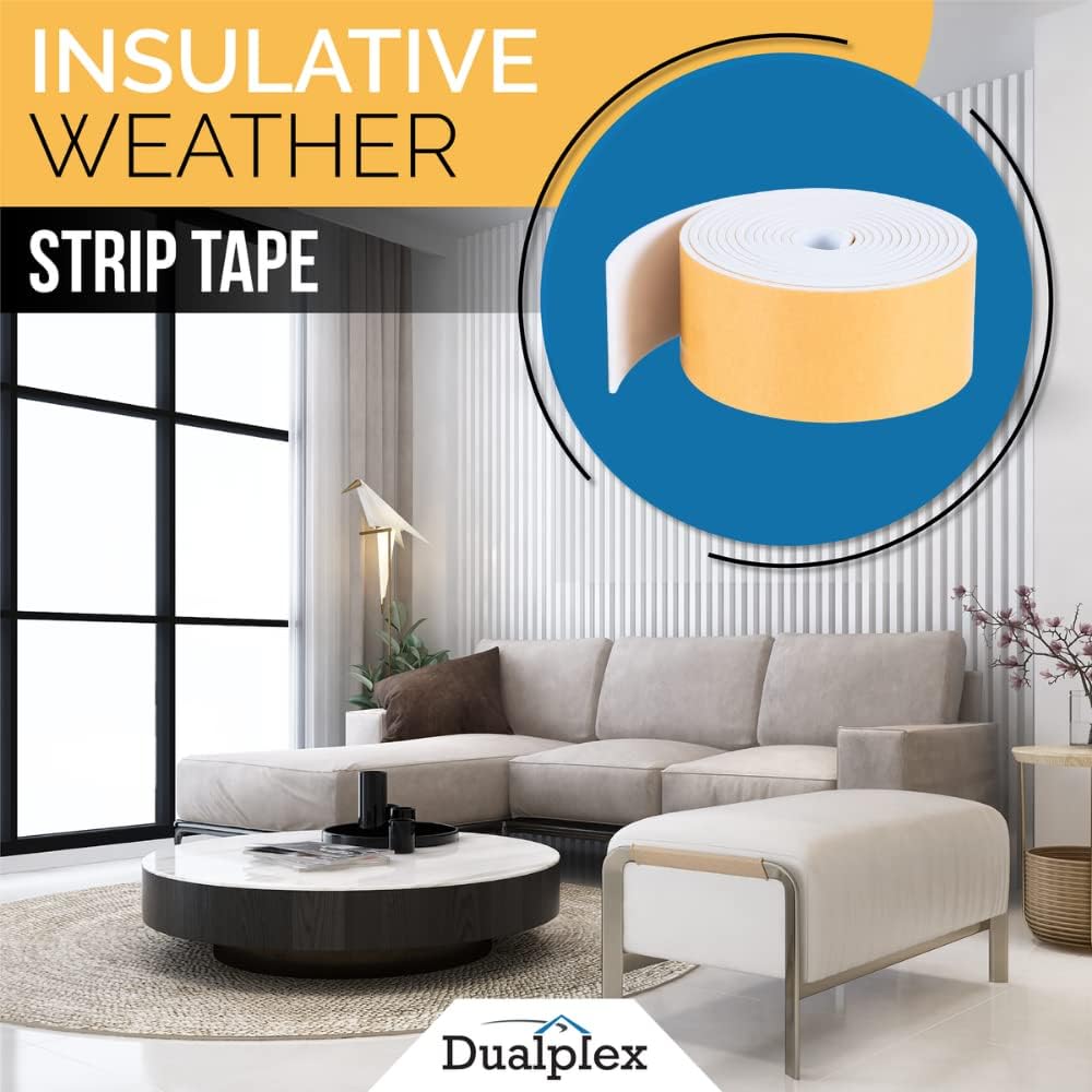High Density Foam Weather Stripping Door Seal Strip Insulation Tape Roll for Insulating Door Frame, Window, Air Conditioner | Self Adhesive Sealing Weatherstrip (4 in x 1/4 in x 10 Ft, Black)