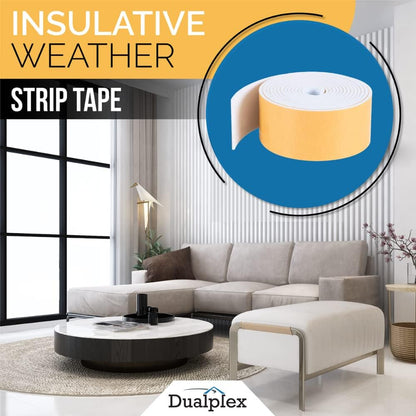 High Density Foam Weather Stripping Door Seal Strip Insulation Tape Roll for Insulating Door Frame, Window, Air Conditioner | Self Adhesive Sealing Weatherstrip (4 in x 1/4 in x 10 Ft, Black)