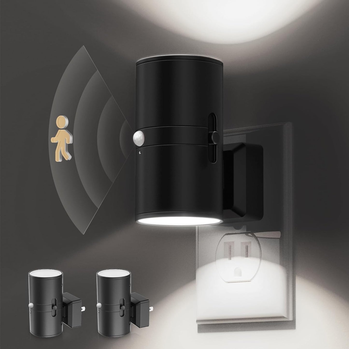 L LOHAS LED Motion Sensor Night Light, Dimmable Night Lights Plug into Wall, Plug in Nightlight, Motion Sensor Light Indoor for Bathroom Hallway Bedroom Stairs Kids Elderly [3000K,2 Pack]