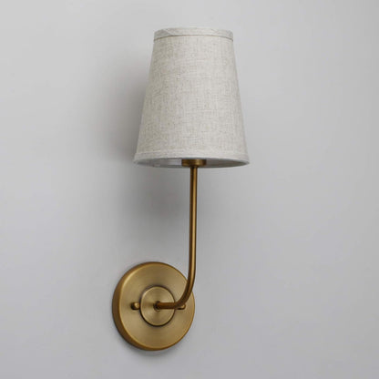 Pathson Set of 2 Vintage Wall Sconces Linen Fabric Shade, Hardwired Bathroom Vanity Lights Brass Finish, Industrial Wall Mounted Fixtures for Bedroom Living Room (Antique Brass)