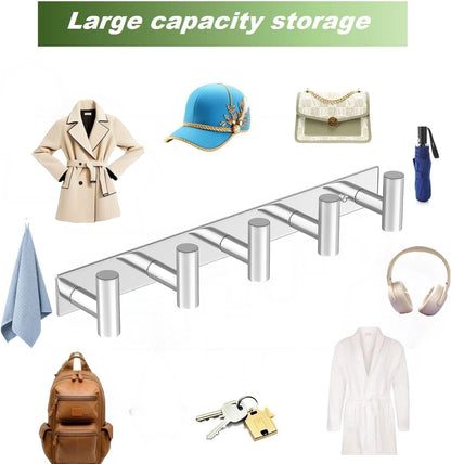 Wall Mounted Coat Rack-3 Hooks, Heavy Duty Stainless Steel Wall Hooks for Towel Coat Bag, Hat Rack Coat Hanger Coat Hooks Towel Racks for Bathroom Entryway Kitchen Office (Silver, 1 Pack)