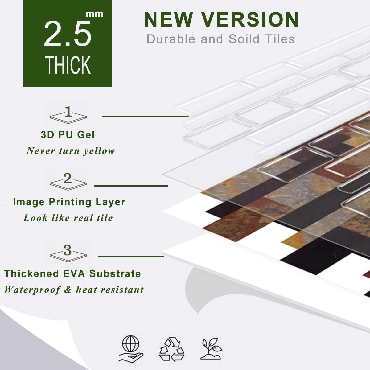 STICKGOO Thicker Design Peel and Stick Tile Backsplash, 12”×12” Stick on Backsplash for Kitchen, Self Adhesive Tile Stickers for Kitchen Backsplash and Bathroom(10 Sheets, Vintage Stone)