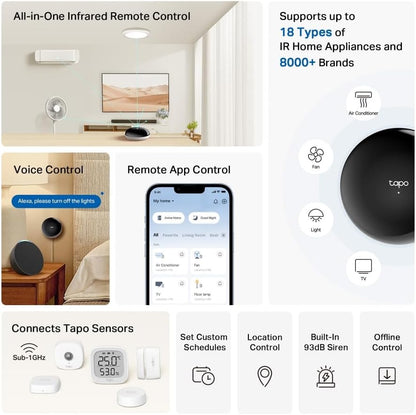 TP-Link Tapo Smart Water Leak Detector, Requires Tapo Hub, Water Leak Sensor Wi-Fi with Rapid Dripping Detection, 90dB Adjustable Alarm, App Alerts, Compatible with Alexa and Google Home, T300